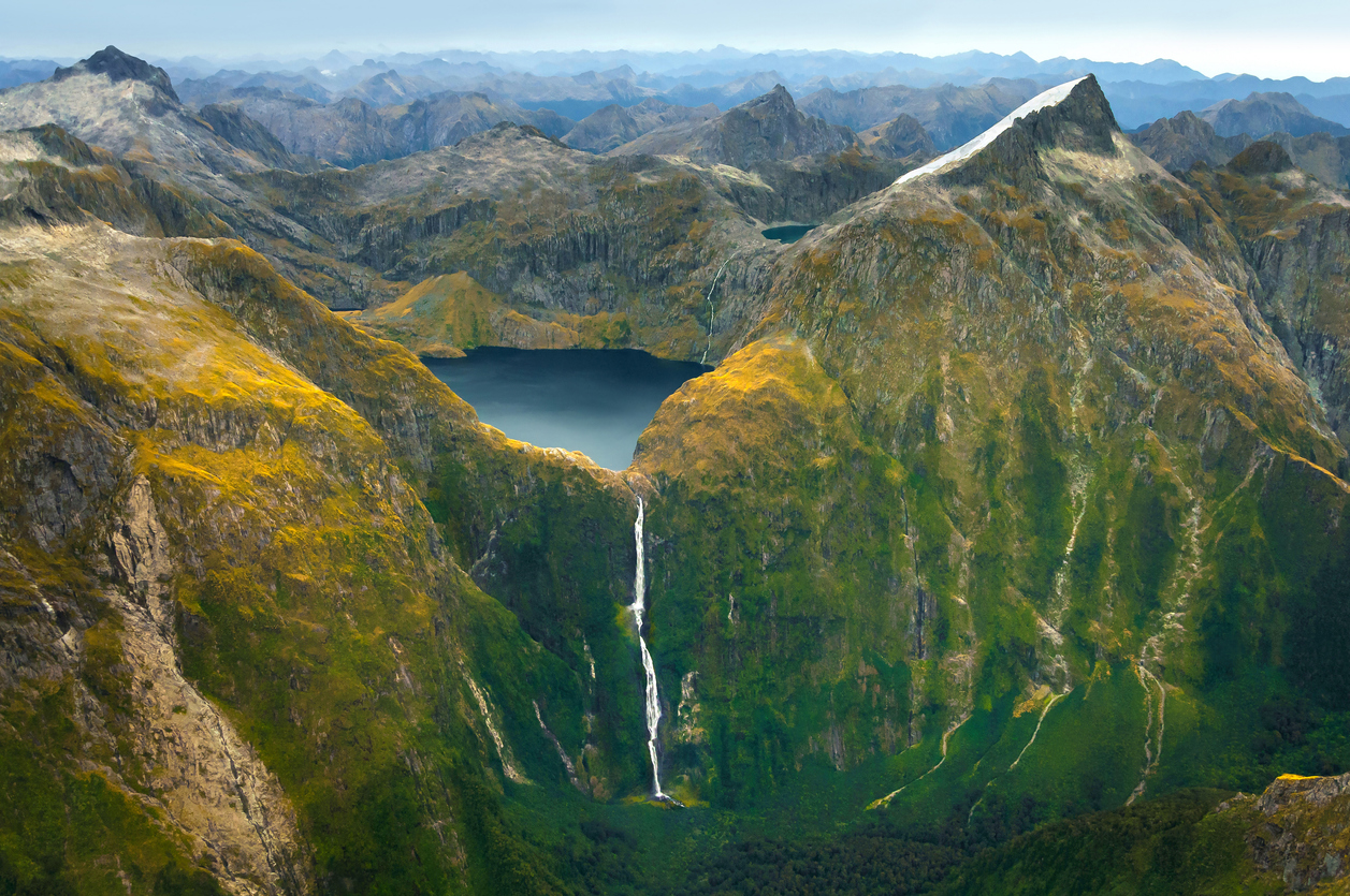 Increíble vista del Parque Nacional Fiordland, Nueva Zelanda